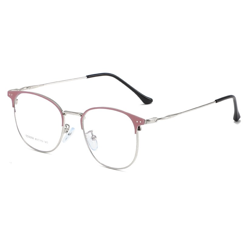 Metal retro Red Roundish/Unisex Optical Frames #9008